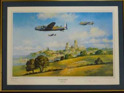 A group of aviation prints, comprising after Barrie Clark, Spitfire, 26cm x 49cm, after Keith Aspinall, Breaking the Silence, 26cm x 35cm, after Timothy O'Brien, Lest We Forget, signed limited edition number 486/500, 25cm x 35cm, together with various RAF - 3