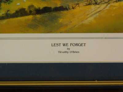 A group of aviation prints, comprising after Barrie Clark, Spitfire, 26cm x 49cm, after Keith Aspinall, Breaking the Silence, 26cm x 35cm, after Timothy O'Brien, Lest We Forget, signed limited edition number 486/500, 25cm x 35cm, together with various RAF - 5