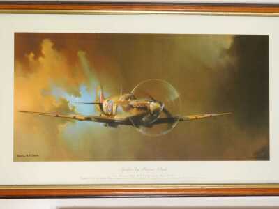 A group of aviation prints, comprising after Barrie Clark, Spitfire, 26cm x 49cm, after Keith Aspinall, Breaking the Silence, 26cm x 35cm, after Timothy O'Brien, Lest We Forget, signed limited edition number 486/500, 25cm x 35cm, together with various RAF - 10