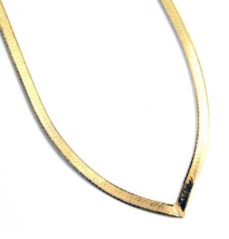 A 9ct gold hard link neck chain, with V central clasp stamped Italy, 40cm long, 1.6g.