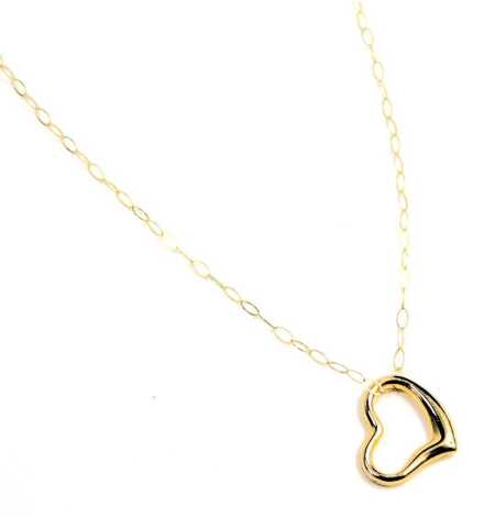 A 9ct gold fine link neck chain, with heart shaped pendant, the chain, 44cm long, 0.5g, boxed.