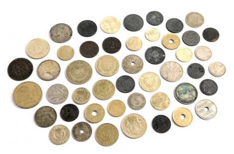 A mixture of foreign coinage.