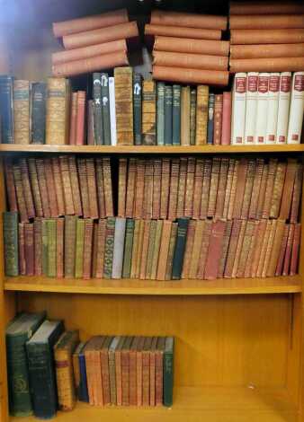 19thC leather bindings and other books, to include Tennyson's Works, Works of Shakespeare, Burns, Chaffers, Marks and Monograms on Pottery and Porcelain, 6th edition, cloth bound, published by Bickers and Son, classic fiction, Churchill (Winston S) The Se