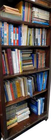 A group of books relating to aircraft, including Wonders of World Aviation, Freeman (Roger A) The Mighty Eighth, The Wonder Book of Aircraft, Every Boys Book of Aircraft, Pictorial History of RAF, Spirits in the Sky, etc. (1 bookcase)