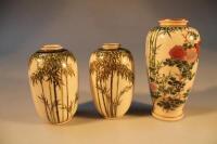 A set of three Japanese Satsuma ovoid small vases