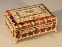 A 19thC Anglo Indian tortoiseshell and fretwork ivory jewel box