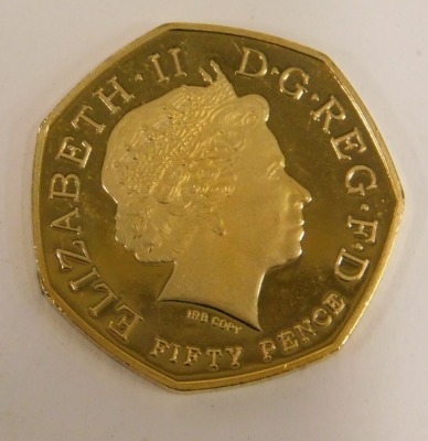 A gilded IRB copy Kew Gardens 1759-2009 fifty pence piece. - 2