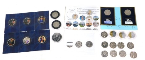 A group of King Charles III fifty pence and other collectors coins, to include God Save the King, Long To Reign Over Us, Charles Regina, Cathedrals, etc. (a quantity)