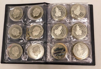 An album of five pound and other collectors coins, to include D-day anniversary, 50th anniversary of the fifty pence, V for Victory, Disney Winnie the Pooh, and others. (1 album) - 3