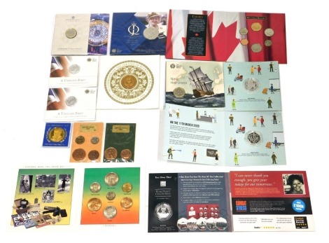 A group of collectors coins, to include two 2013 Timeless first, twenty five pound silver coin, Celebration of twenty years of the two pound coin, British coin set, diamond jubilee commemorative coin, commemorating opening of Buckingham palace, Oh Canada 