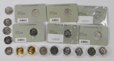 Various royal family related fifty pence collectors coins, to include Charles Regina fifty pence pieces, some gilded, Elizabeth II collectors coins commemorating her death, Diversity Built Britain, and other fifty pence pieces. (19) - 2