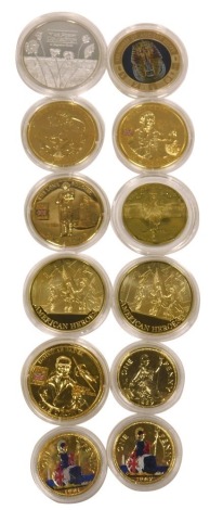 Collectors coins, to include five pound St George Dragon, Treasures of Ancient Egypt, enamel decorated pennies, D-day ten dollar, American Heroes, and others. (a quantity)