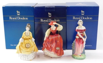 Three Royal Doulton figures, Buttercup, Jemma, and Coralie, all boxed with original labels. - 6