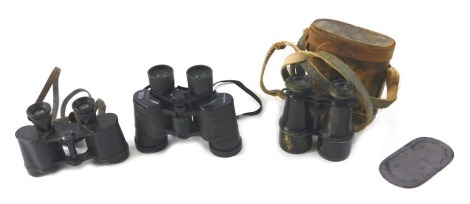 A collection of binoculars, to include French field binoculars, a pair stamped Kepler Optic, etc.