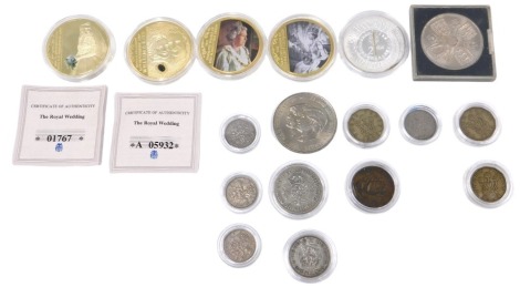 Various collectors coins, comprising commemorative, royalty, pennies, half pennies, shillings, etc. (1 bag)