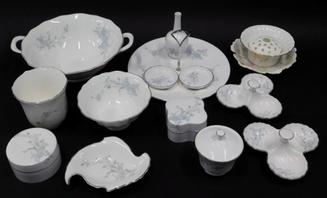 A quantity of Royal Doulton Moonflower pattern ceramics, to include two handled bowl, cake stand, jar and cover, etc.