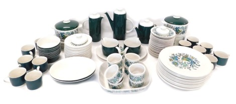 A Royal Doulton Everglades pattern part coffee and dinner service, etc.