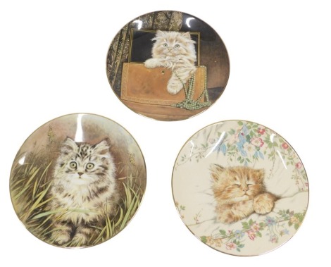 Three Royal Worcester Kitten Classics collectors plates, comprising Cat Nap, Perfect Treasure, and Wild Flower, 21cm diameter. (3)