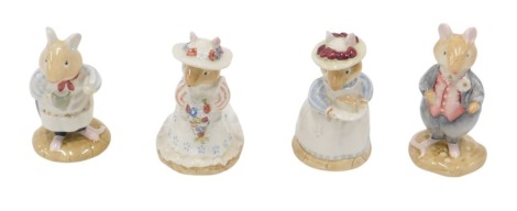 Four Royal Doulton Beatrix Potter figures, to include Mr Apple, Poppy Eyebright, Mrs Apple, and Dusty Dogwood. (4)