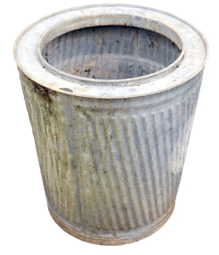 A galvanised tub, with no splash rim, 53cm high, 50cm diameter.