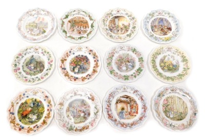 Bramley Hedge collector's plates, comprising The Wedding, The Entertainment, The Great Hall, Safe at Last, The Plan, The Adventure, 1998, Spring, Summer, Autumn, Winter, and The Birthday.