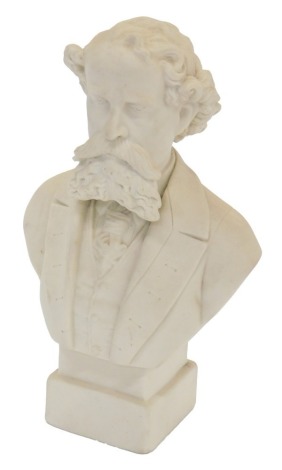 A late 19thC Parian bust of Charles Dickens, 20cm high.