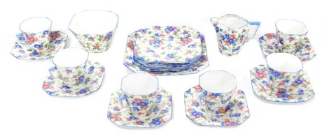 A CWS Windsor china floral pattern part tea service.