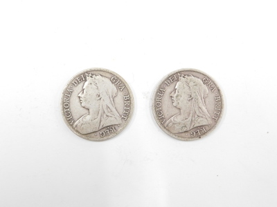 Two Victorian half crowns, dated 1898 and 1897. (2) - 2