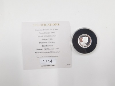 A 2020 VE Day silver proof sovereign, with box and packaging. - 2