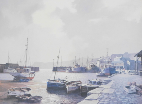 Don Micklethwaite (b.1936). Evening Harbour, artist signed limited edition coloured print, 486/500, 32cm x 40cm. National Fine Arts - Certificate of Guarantee verso.