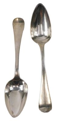 A set of six 19thC Dutch silver (.934) serving spoons, 1845, makers mark HH under an anchor, inscribed initials RB, 12.76oz. - 4