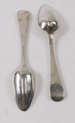 A set of six 19thC Dutch silver (.934) serving spoons, 1845, makers mark HH under an anchor, inscribed initials RB, 12.76oz. - 5