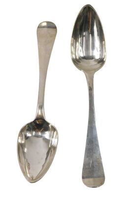 A set of six 19thC Dutch silver (.934) serving spoons, 1845, makers mark HH under an anchor, inscribed initials RB, 12.76oz. - 7