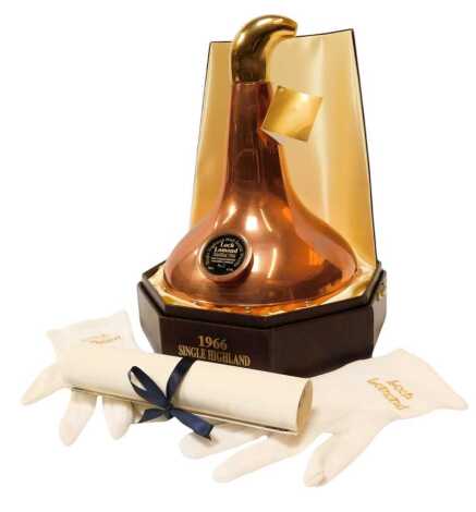 A Loch Lomond 1966 Single Highland Malt Scotch Whisky Copper Still, No. 2, 47% vol, 70cl, in a presentation box with two gloves and paper guarantee stating that the whisky was drawn from cask No. 2800 on 14th October 1966.