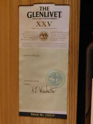 The Glenlivet Single Malt Scotch Whisky XXV, aged twenty-five years, batch number 0220F, 43% vol, 70cl, boxed. - 2