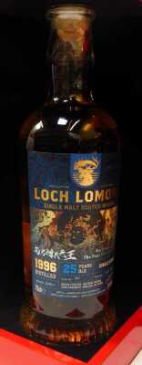 Loch Lomond Four Heavenly Kings Single Malt Whisky collection, comprising twenty-five year old distilled 1996, cask No. 30, 51.4% vol, 70cl, twenty-three year old 1998 distilled, cask No. 189, 52.3% vol, 70cl, twenty-one year old, 2000 distilled, cask No. - 3