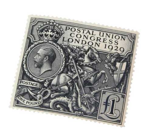 A George V 1929 Postal Union Congress London Stamp, £1, unmounted.