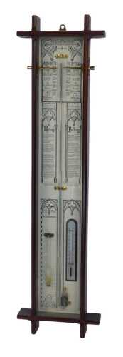 A 20thC oak cased Admiral Fitzroy barometer, with mercury measure and Centigrade/Fahrenheit measure, 108cm high.