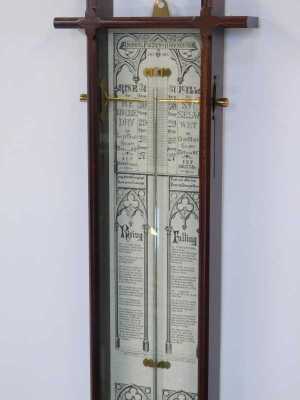 A 20thC oak cased Admiral Fitzroy barometer, with mercury measure and Centigrade/Fahrenheit measure, 108cm high. - 2