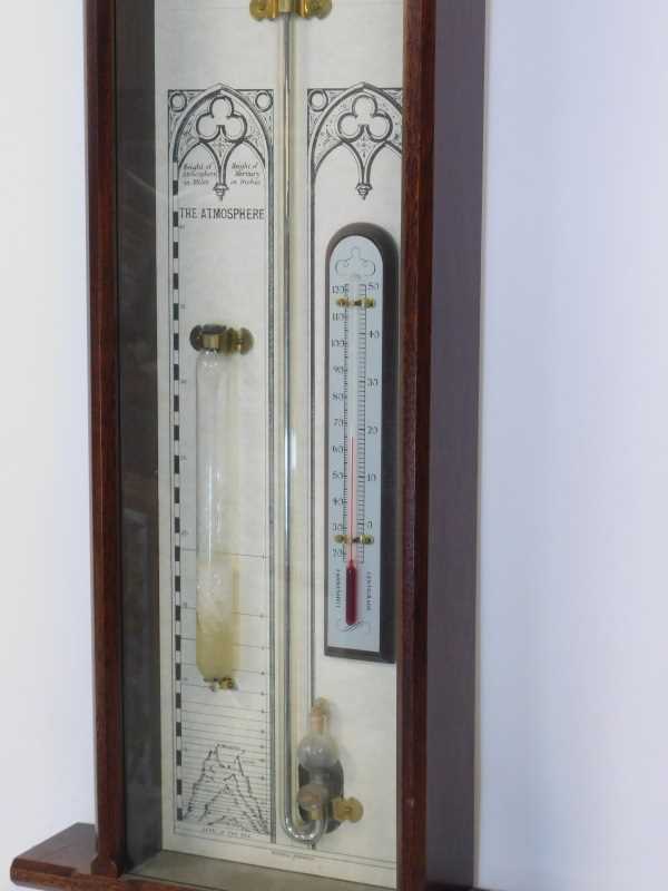 Young Barometer A 20thC oak cased Admiral Fitzroy barometer, with mercury measure and ...