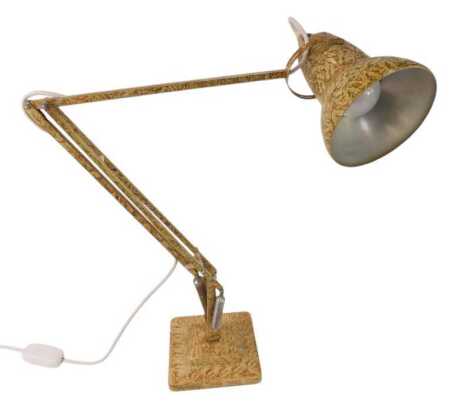 A Herbert Terry and Sons Ltd Redditch Anglepoise lamp, in marbled cream and gold colourway, stamped, approx 80cm high.