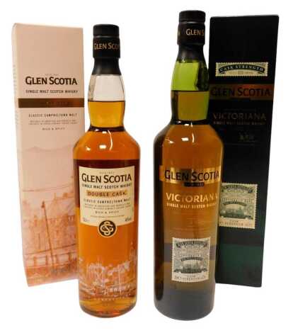 Glen Scotia Single Malt Scotch Whisky, comprising Double Cask Classic Campbeltown Malt, 46% vol, 70cl, and Victoriana, 54.2% vol, 70cl, both boxed.