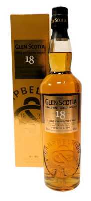 Glen Scotia Single Malt Whisky, aged eighteen years, 46% vol, 70cl, boxed.