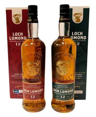 Loch Lomond Single Malt Whisky, aged twelve years, comprising Islands Collection Inchmurrin, and another, 46% vol, 70cl, boxed. (2)