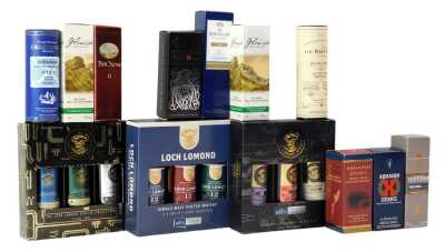 A group of Whisky miniatures, including Abhainn, Deary, The Balvenie, MacDonalds's Glencoe, etc, (10), boxed, together with a three box set of Loch Lomond Whisky.