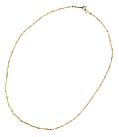 A 9ct gold fancy link neck chain, and sectional twist bar design, 44cm long, 3.6g.