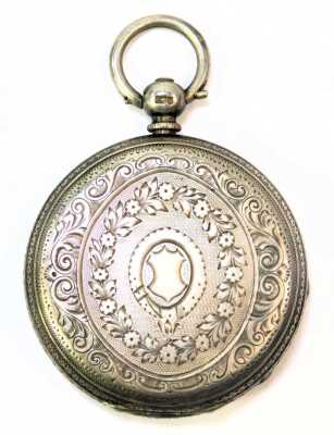 Three items of silverware, comprising two Victorian and later silver pocket watches, and a silver napkin ring, 153.1g all in. (3) (AF) - 5