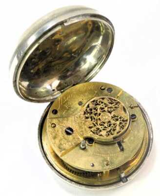 A Victorian silver pair cased pocket watch, the white enamel Roman numeric dial, with key wind, the movement marked Matt Ordo of Hexham and numbered 125, hallmarks rubbed but Birmingham, 160g all in. - 3