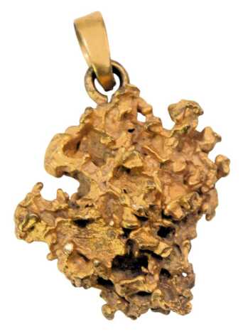 A golden nugget style painted brass pendant, 4.5cm high.