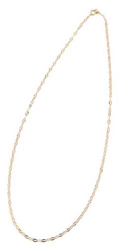 A 9ct gold fancy link neck chain, the oval hammered star links, with bolt ring clasp, 44cm long, 1.6g.